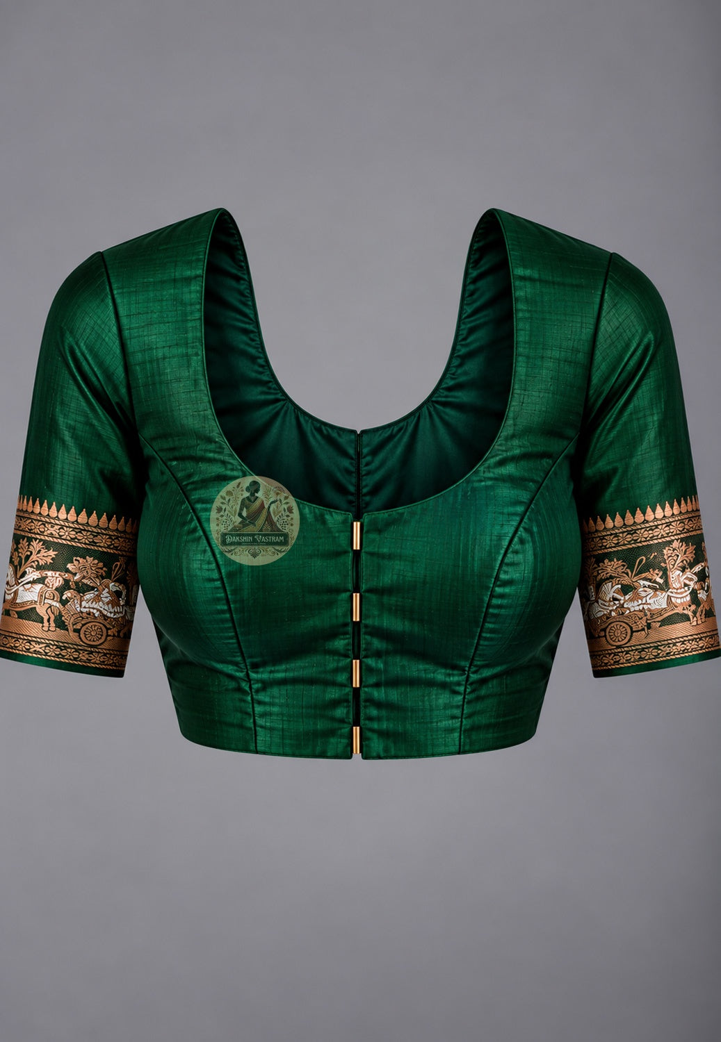 Matching blouse piece included with Swarnachari pure silk golden zari close-read saree, pre-woven in the same Swarnachari silk by West Bengal handloom artisan weavers