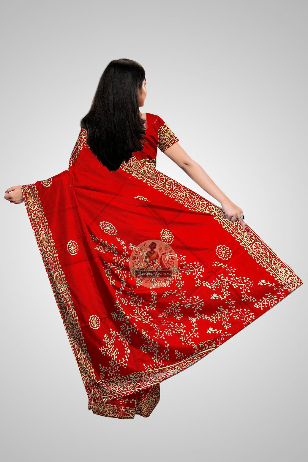 Explore Pure Silk Sarees – Rear view showing pallu design