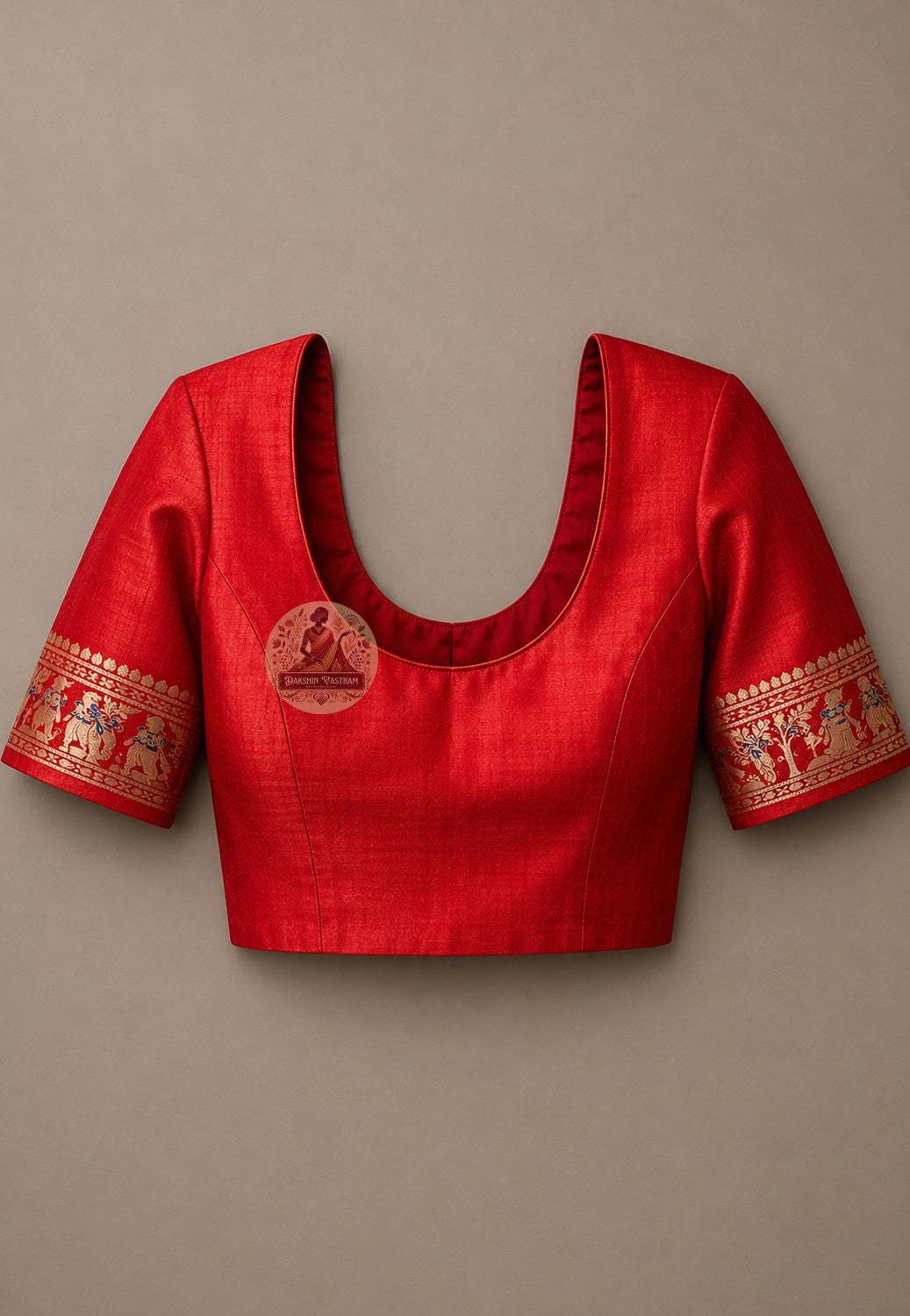 Matching blouse piece included with Swarnachari Silk Saree golden zari Durga Ashtami anjali Durga Puja 2026 Bishnupur Bengal