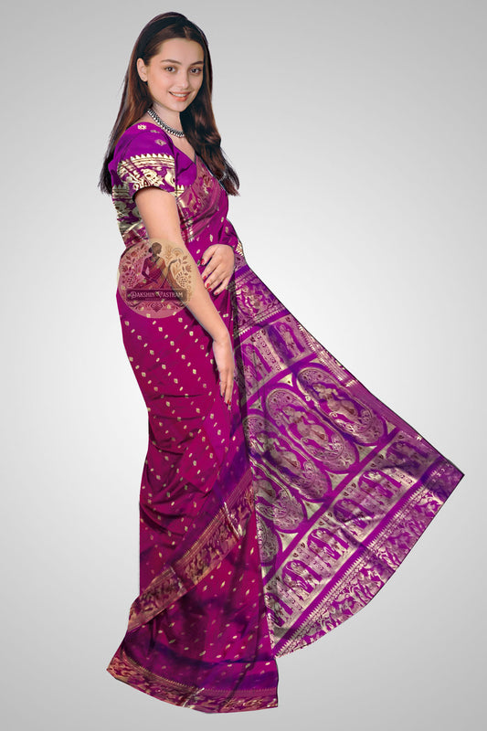 Buy Swarnachari Pure Silk Saree online – Regal Purple side view