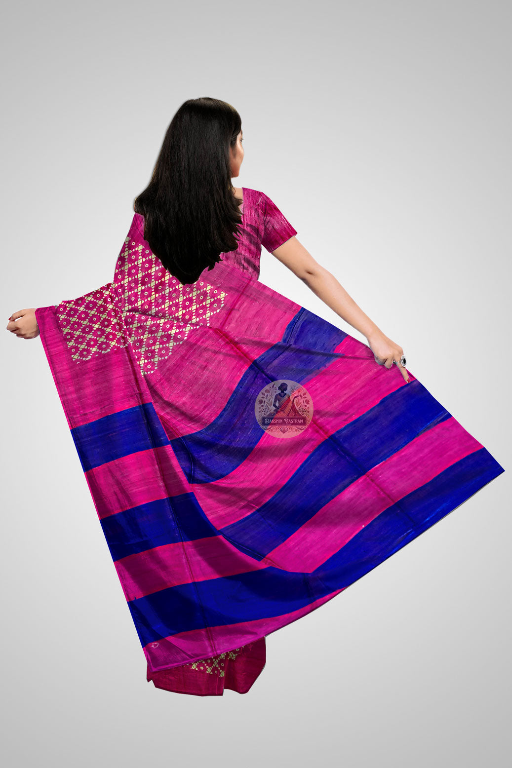 Explore Handwoven Sarees – Rear view of pallu detailing
