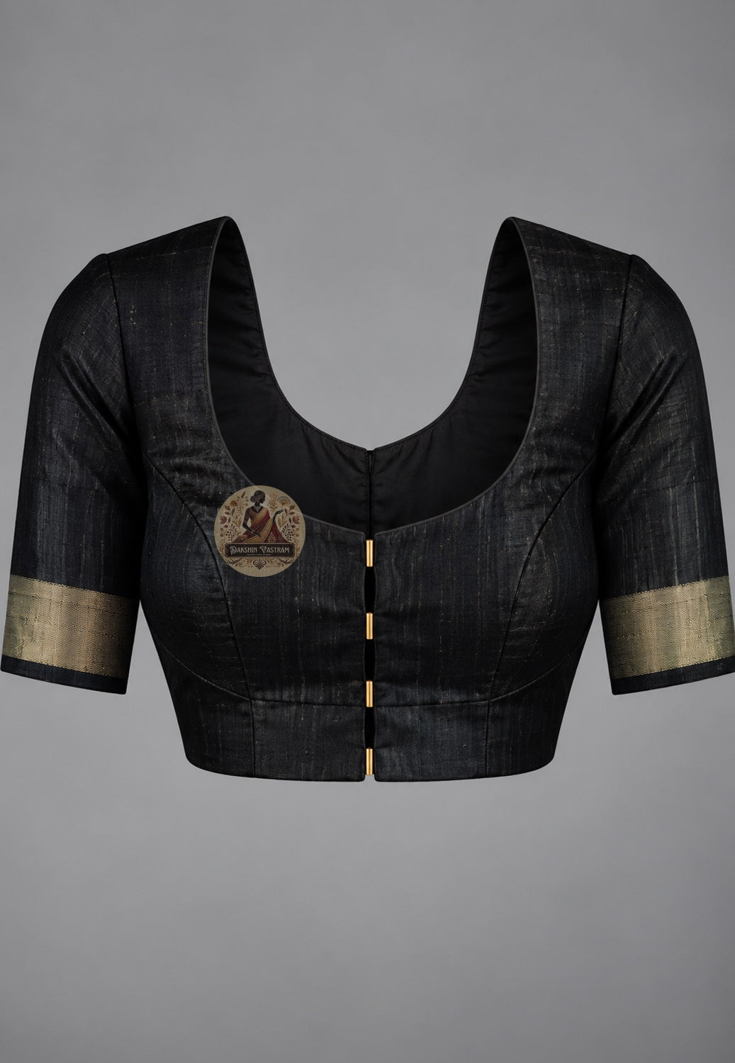 Matching blouse piece included with Ghicha Tussar pure silk handloom saree, pre-woven in the same naturally textured Tussar silk fabric from West Bengal