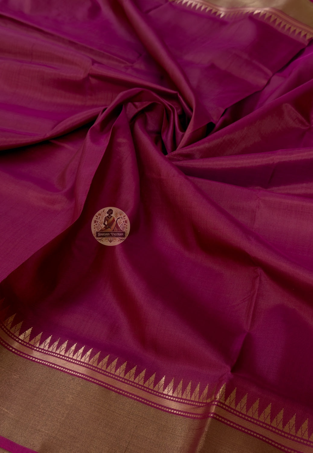 Full saree view of Bishnupur pure Katan silk bridal trousseau saree with matching blouse piece, crafted by handloom weavers in West Bengal