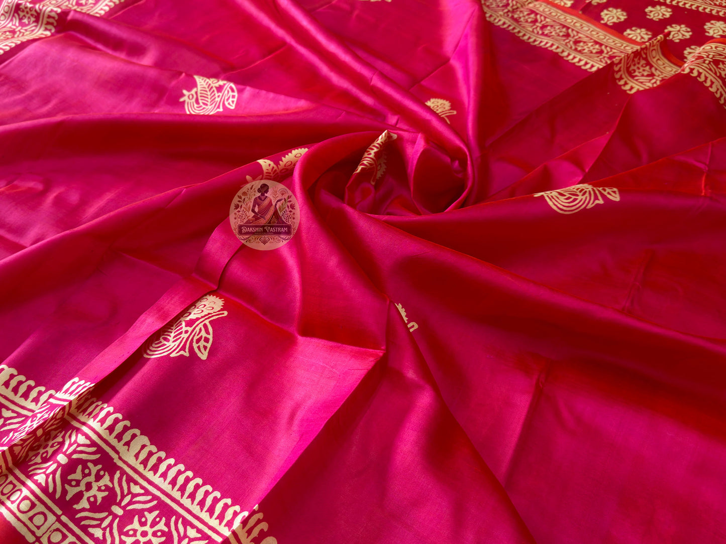 Shop Pure Silk Saree – Texture and Katan silk detailing focus