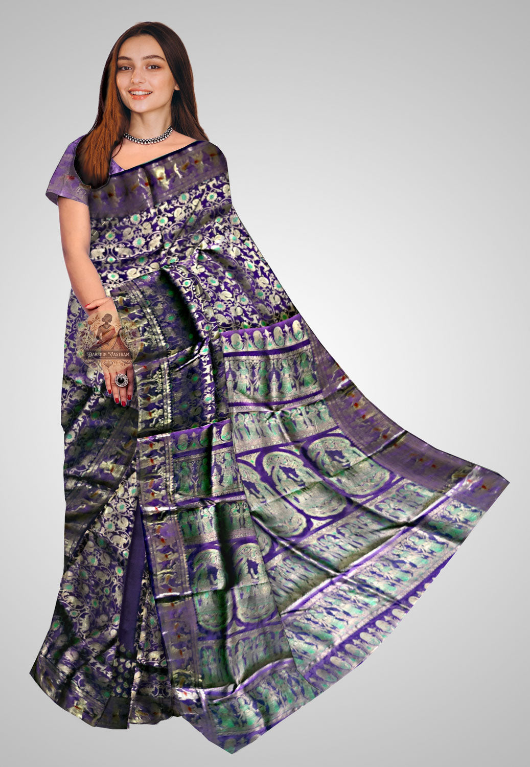 Buy Handloom Swarnachari Pure Silk Saree online – front view