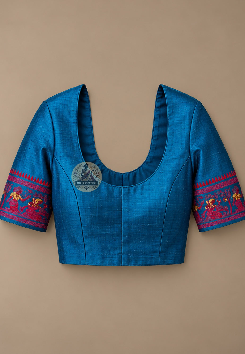 Matching blouse piece included with Bishnupur Baluchari handloom silk saree, pre-matched and handwoven in West Bengal