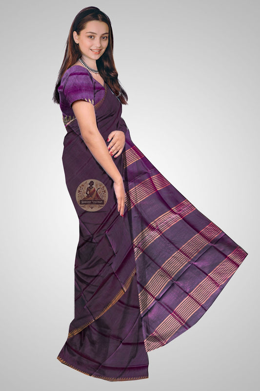 Shop Katan Silk Saree online – side drape showing smooth texture