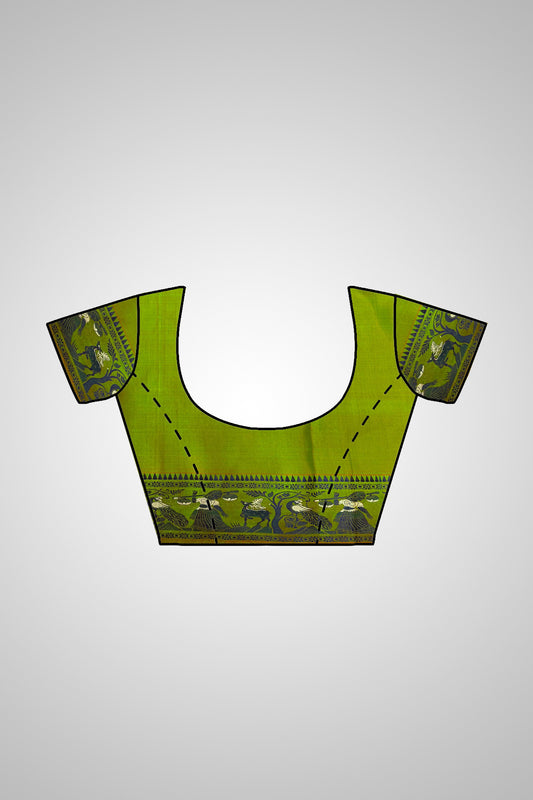 Shop Handloom Saree online – Matching blouse detail with traditional border