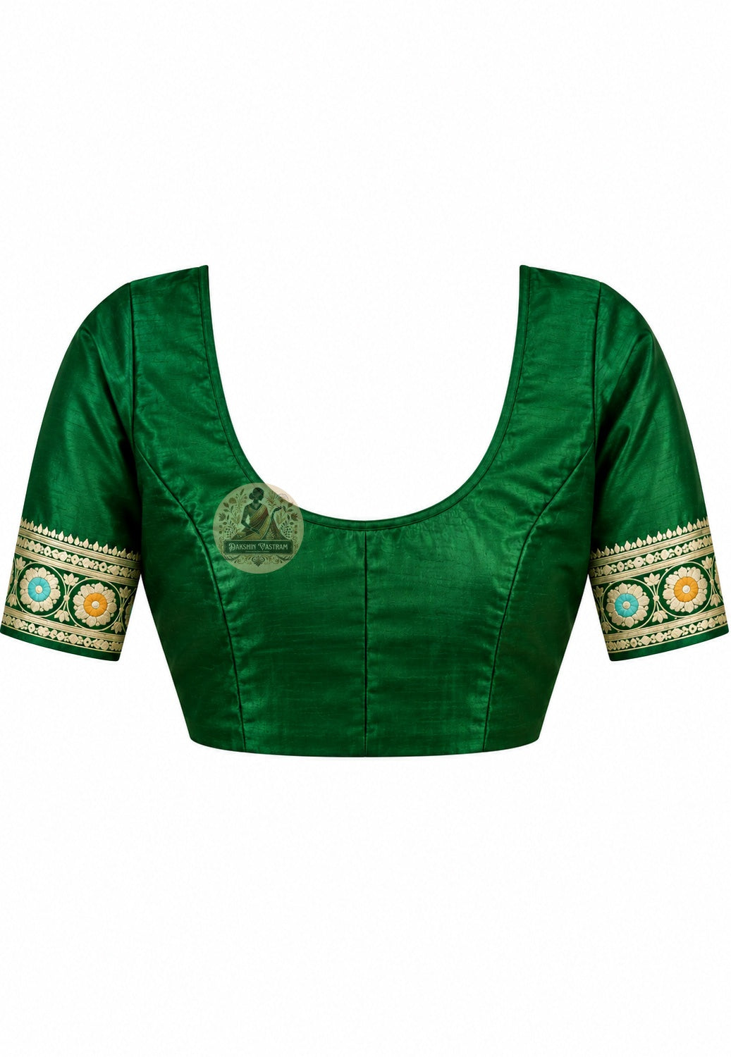 Matching blouse piece included with Bishnupur Baluchari pure silk connoisseur's saree, pre-woven in the same Baluchari silk by Bishnupur artisan weavers Bankura West Bengal