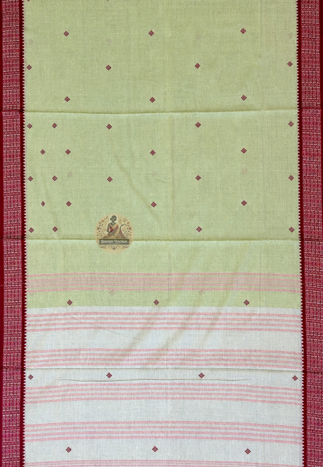 Border detail of summer pure cotton saree sold without blouse piece, versatile for pairing with a cool cotton or lightweight silk blouse