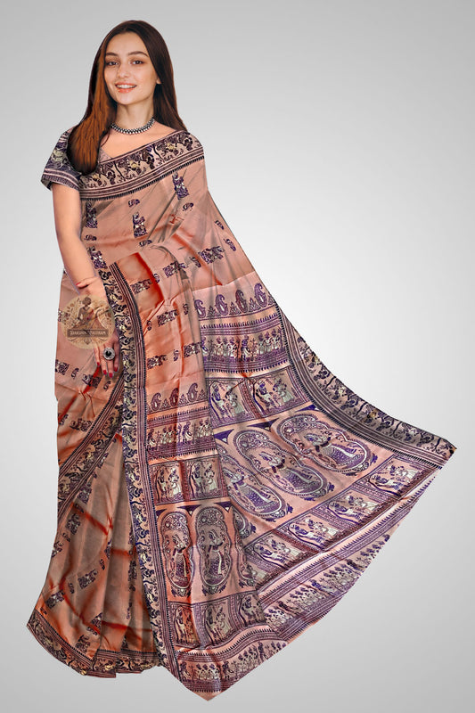 Buy Baluchari Silk Saree – Front view showing heritage motifs
