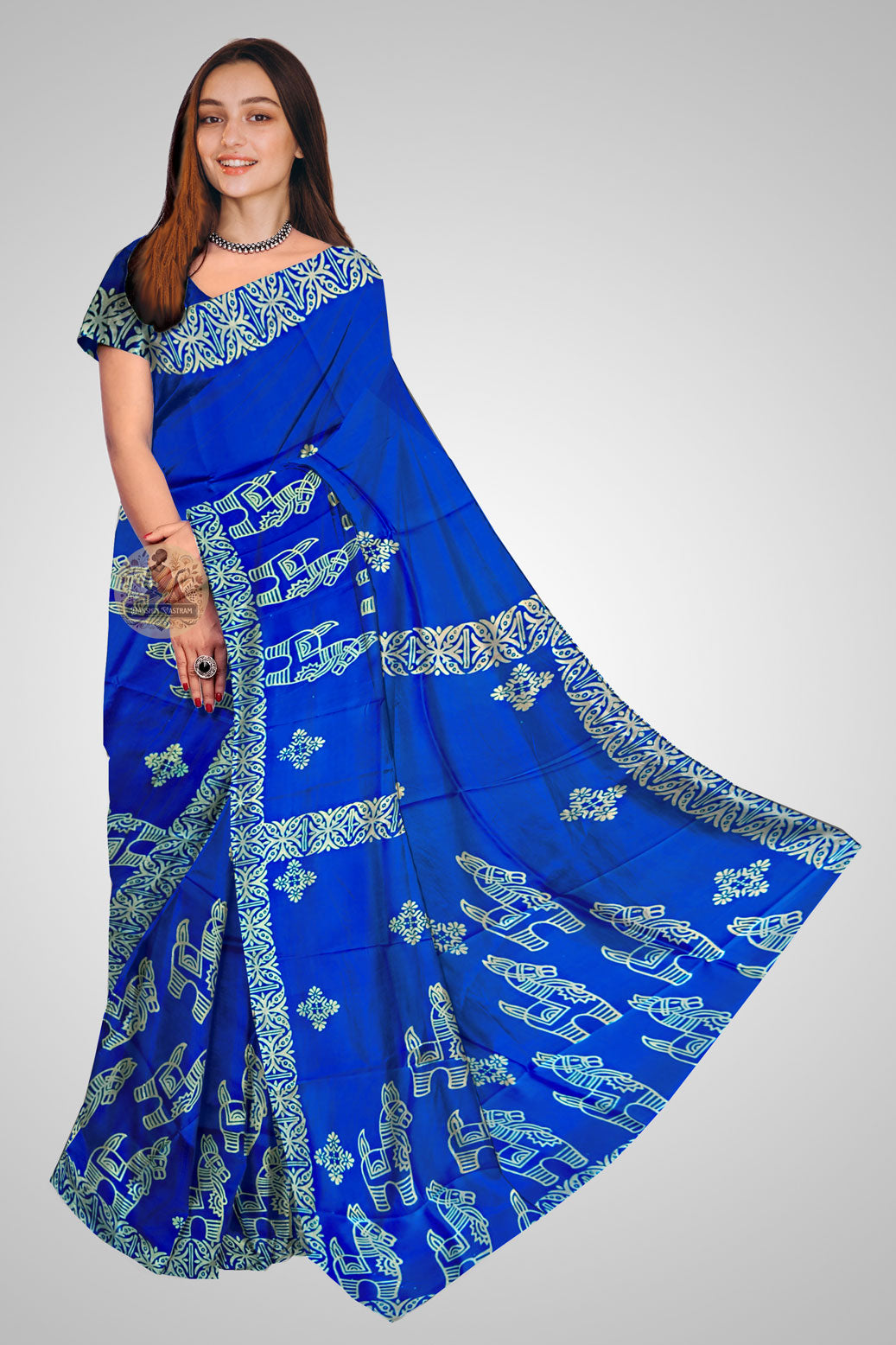 Buy Pure Katan Silk Saree UK – Traditional silk saree front view