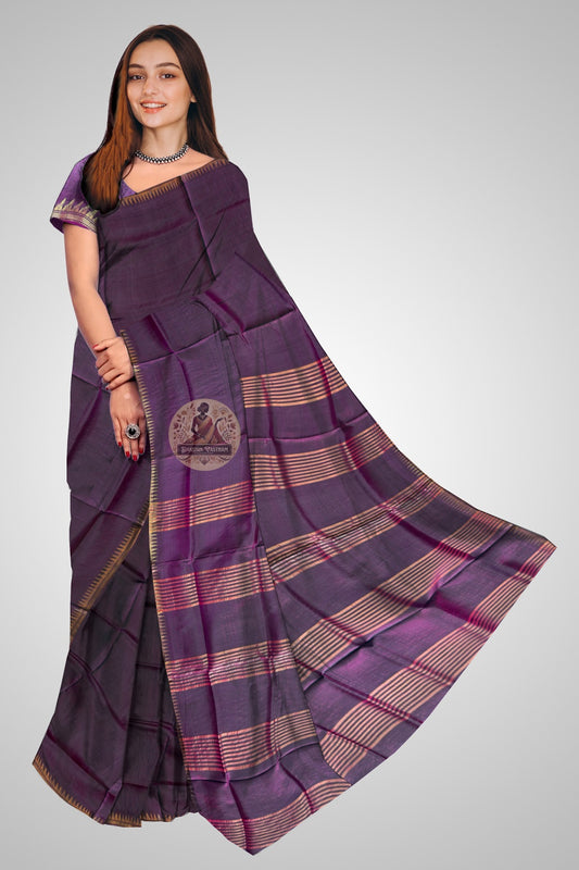Buy Pure Katan Silk Saree online – front view of silk saree