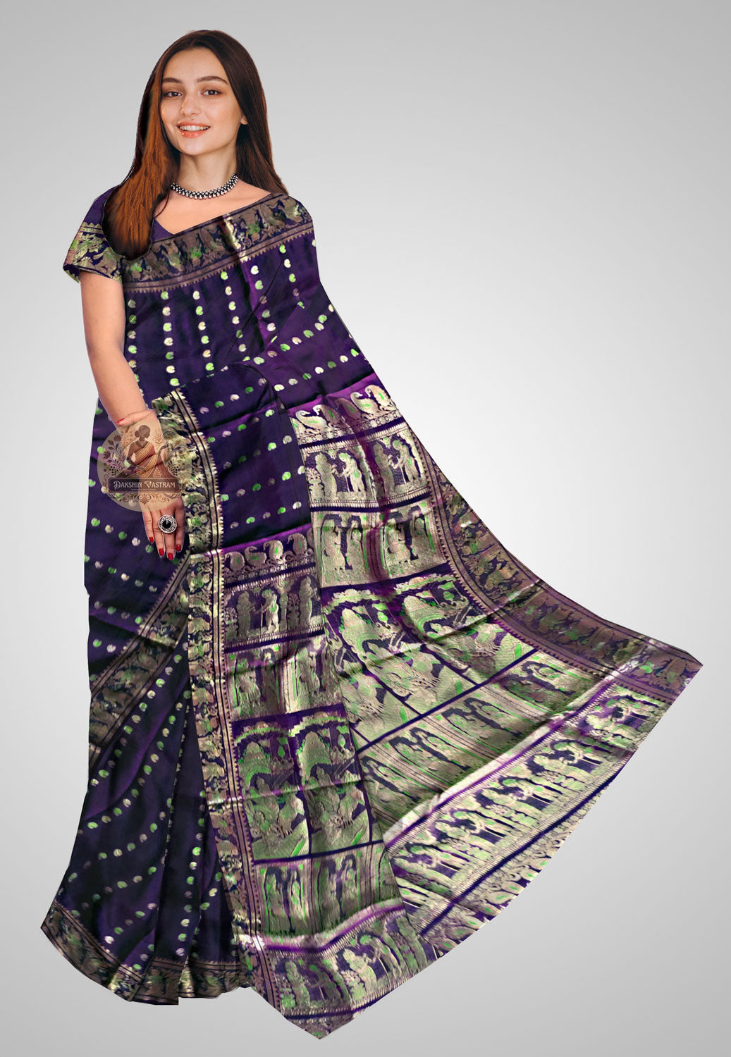 Buy Handloom Swarnachari Silk Saree online – front view