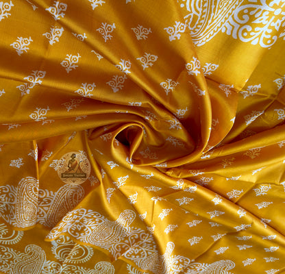 Detail of Bishnupur block print saree pallu – Bengal heritage silk saree for Onam, Pongal, Eid and sangeet celebrations across India