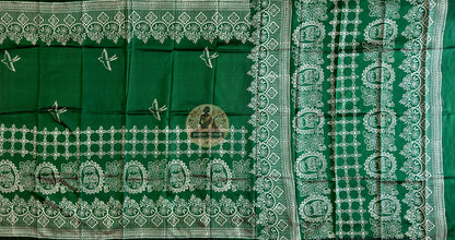 Buy Authentic Bishnupuri Silk Saree online – Pallu design with printed artwork