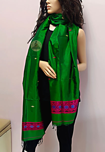 View Luxury Silk Stole Online – Rear view with fabric folds