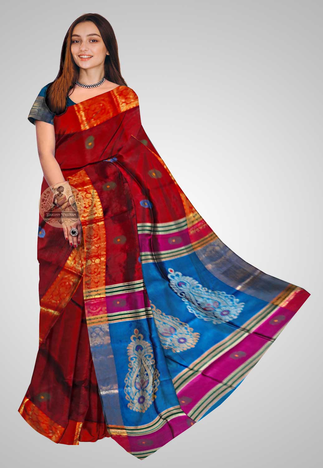 Buy Bishnupuri Katan Silk Saree online – Bishnupuri Katan Silk Saree front view