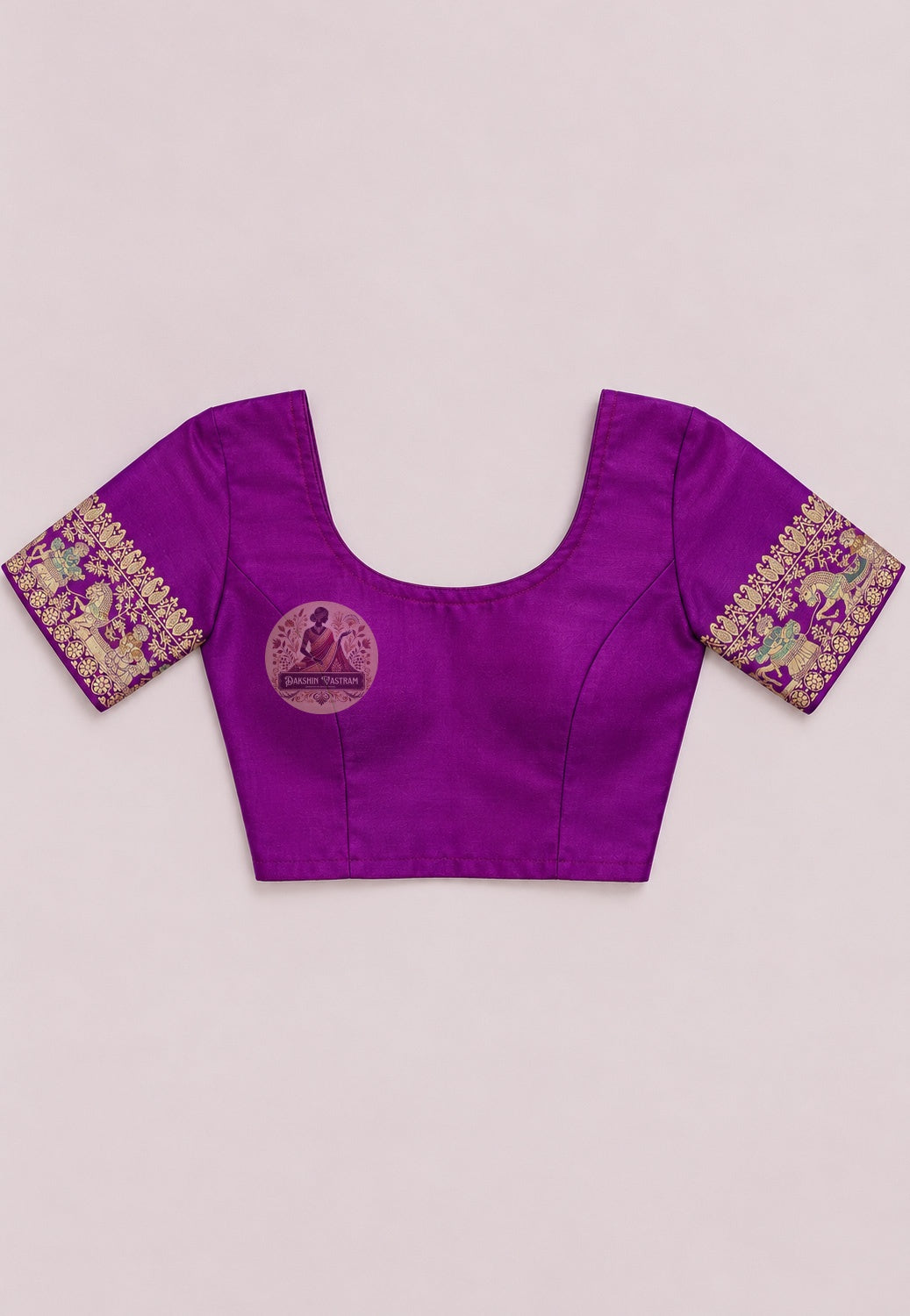 Included blouse piece for Baluchari silk saree showing silk fabric texture and colour