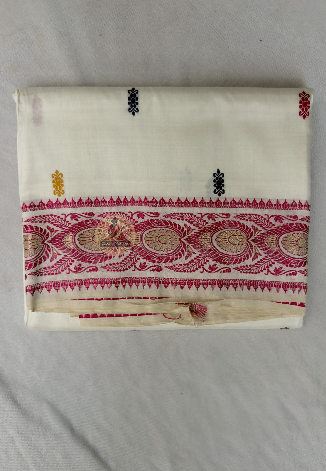 Close-up of master-woven Vishnu Dashavatara avatars in pallu of Baluchari Silk Saree, supplementary weft Bengal