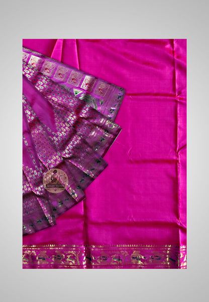 Buy Handloom Swarnachari Pure Silk Saree online – close-up of intricate golden motifs