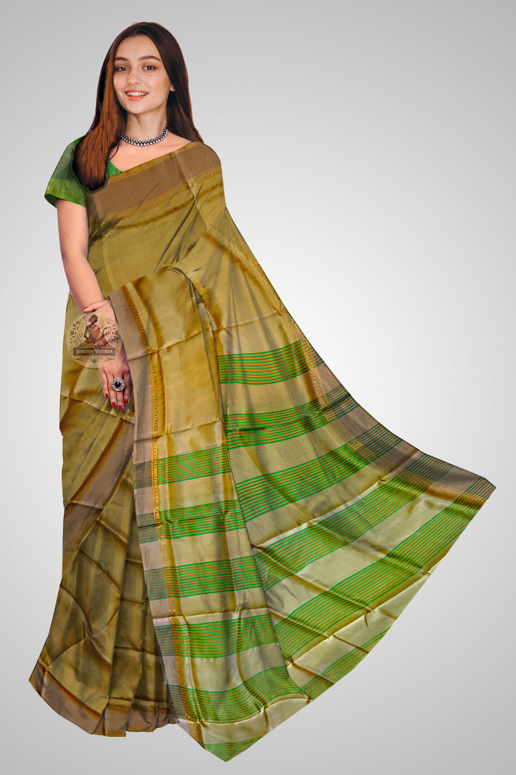 Buy Pure Katan Silk Saree online – Full saree front view display