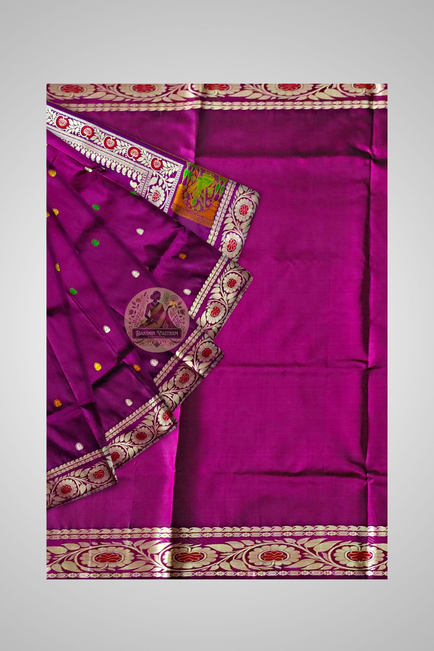 Buy Baluchari Silk Saree online – Baluchari Handloom Pure Silk Saree full view
