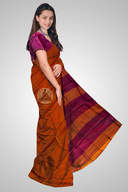 Buy Mulberry Katan Silk Saree – rear view with elegant fall