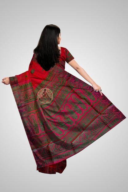 Traditional Baluchari Pure Silk Saree with intricate thread work – available online for Hyderabad and Bengaluru