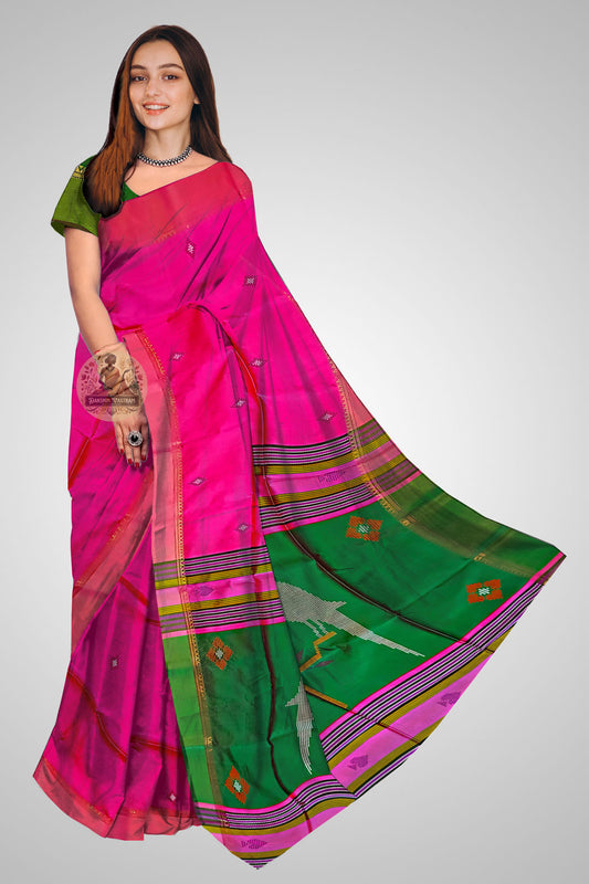 Buy Pure Katan Silk Saree – Elegant Bengal silk front view