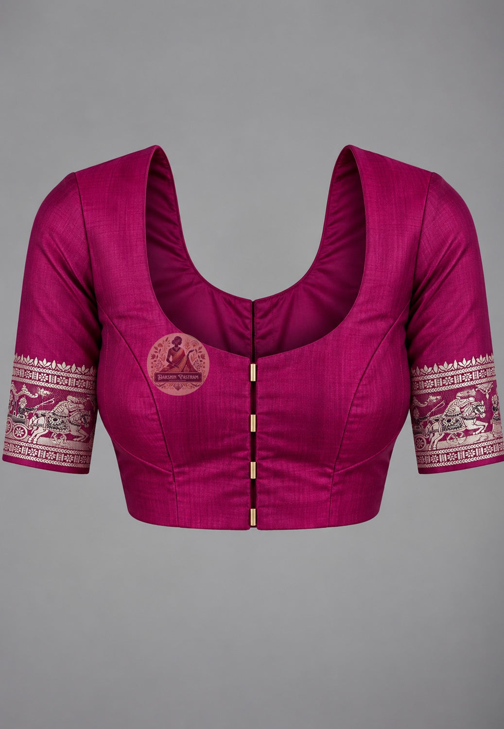 Matching blouse piece included with Baluchari pure silk generational saree, pre-woven in the same Baluchari silk by Bishnupur West Bengal handloom artisan weavers passing tradition forward