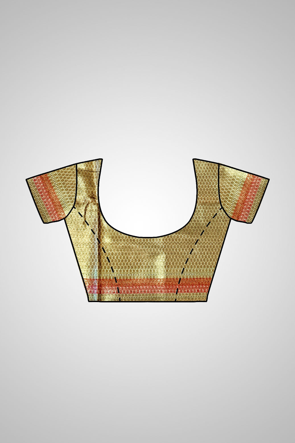 Buy Handloom Muga Silk Saree – Complete view with matching blouse piece