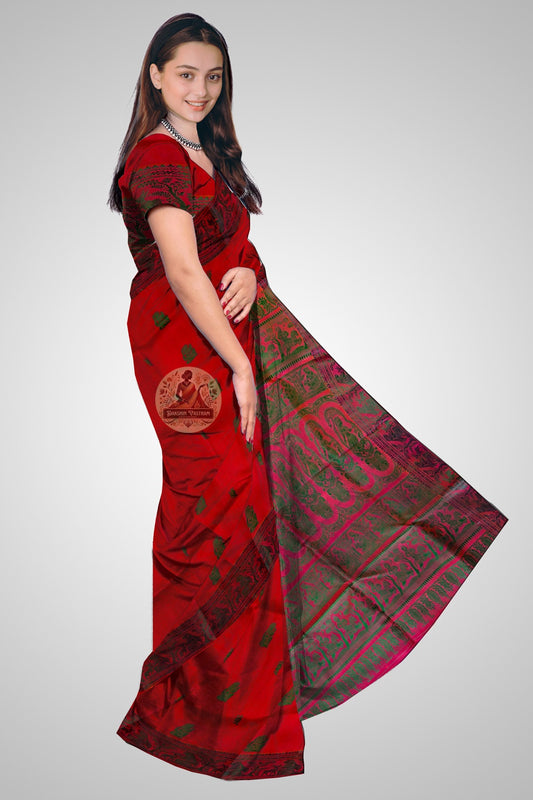 Authentic Baluchari Silk Saree in rich heritage weave – shop online with delivery to Kolkata and Chennai