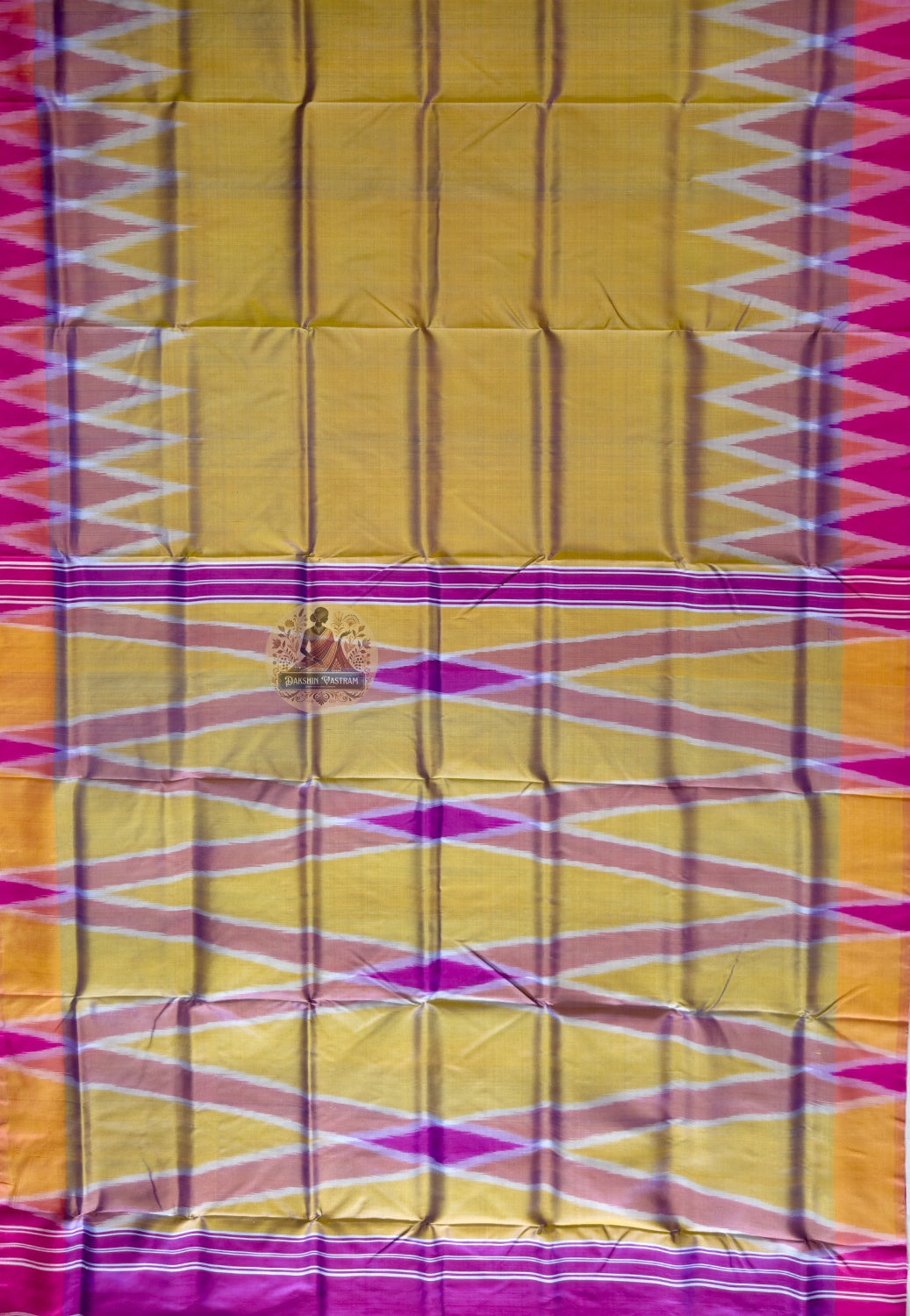 Close-up of the signature Kotki check pattern woven into the body of a Bishnupur Katan Silk Saree, revealing the precise handloom geometry and natural silk shimmer