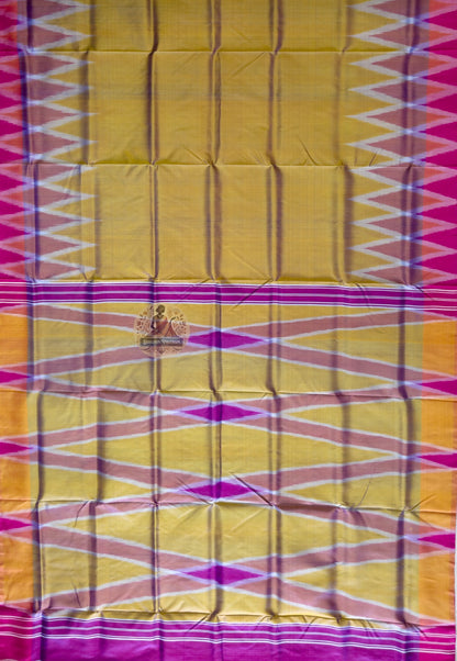 Close-up of the signature Kotki check pattern woven into the body of a Bishnupur Katan Silk Saree, revealing the precise handloom geometry and natural silk shimmer