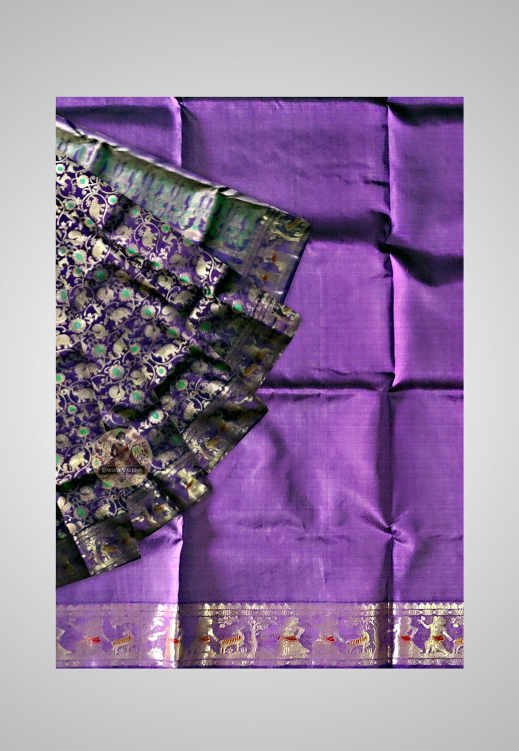 Buy Handloom Swarnachari Pure Silk Saree online – close-up of golden motifs