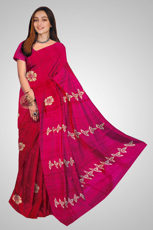Buy Tussar Silk Saree online – Traditional handloom saree front view