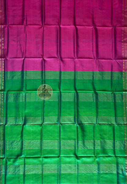 Detailed close-up of hand-woven border on Bishnupur Pure Katan Silk Saree showing the warm deep lustre of pure Katan silk and Bishnupur weave patterns that hold their beauty across years and generations