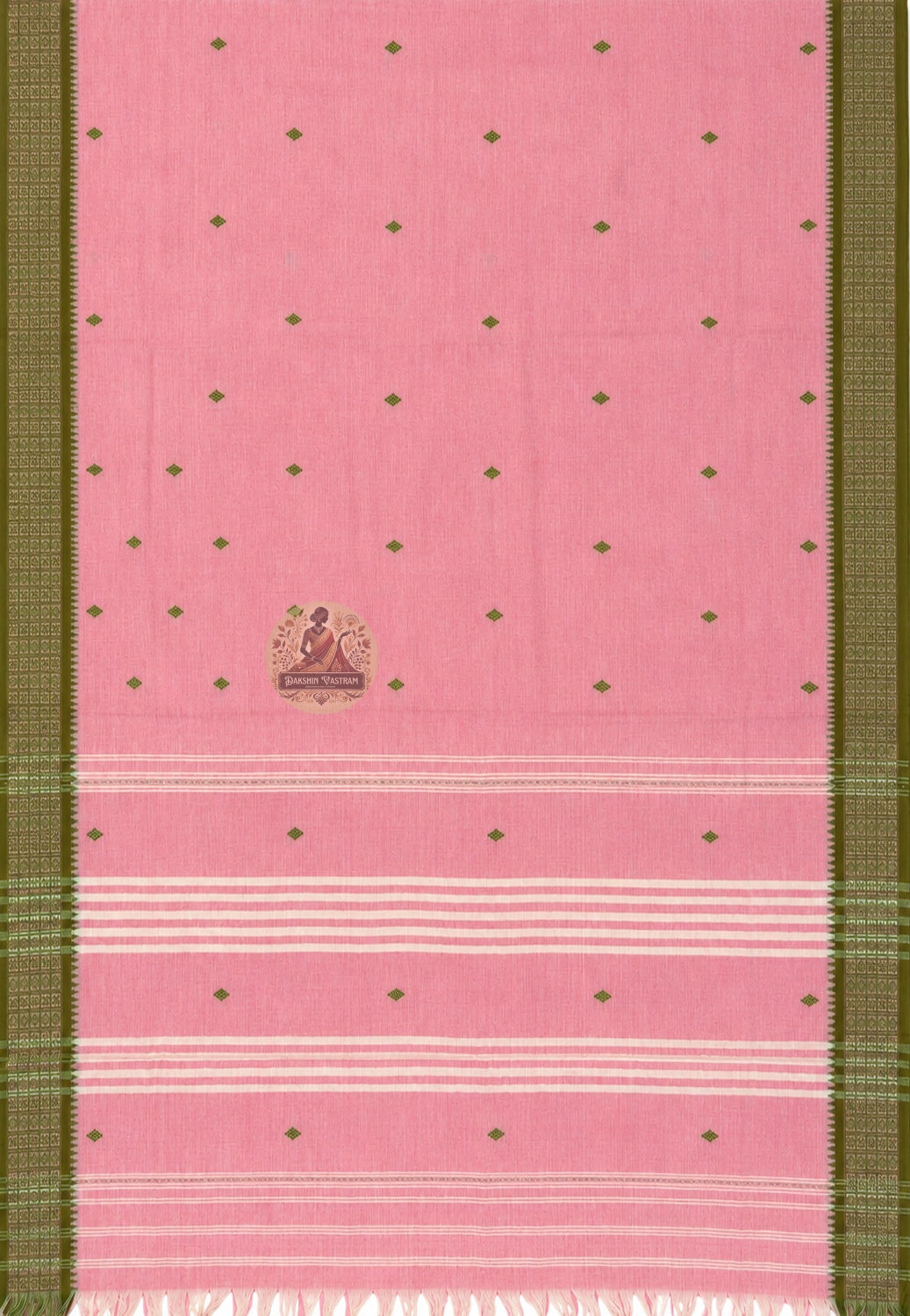 Close-up of pure cotton handloom weave showing fine texture, soft fabric, and natural cotton finish