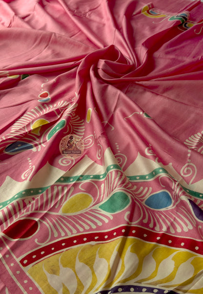 Close-up of Bishnupur silk saree pallu with handwoven terracotta temple-inspired motifs, Bengal artistic heritage