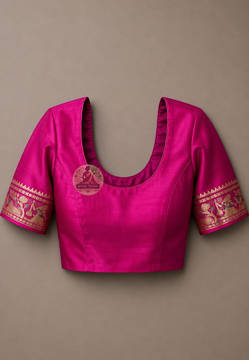Matching blouse piece included with Swarnachari Silk Saree golden zari Ganesha trousseau heirloom Durga Puja 2026 Bishnupur