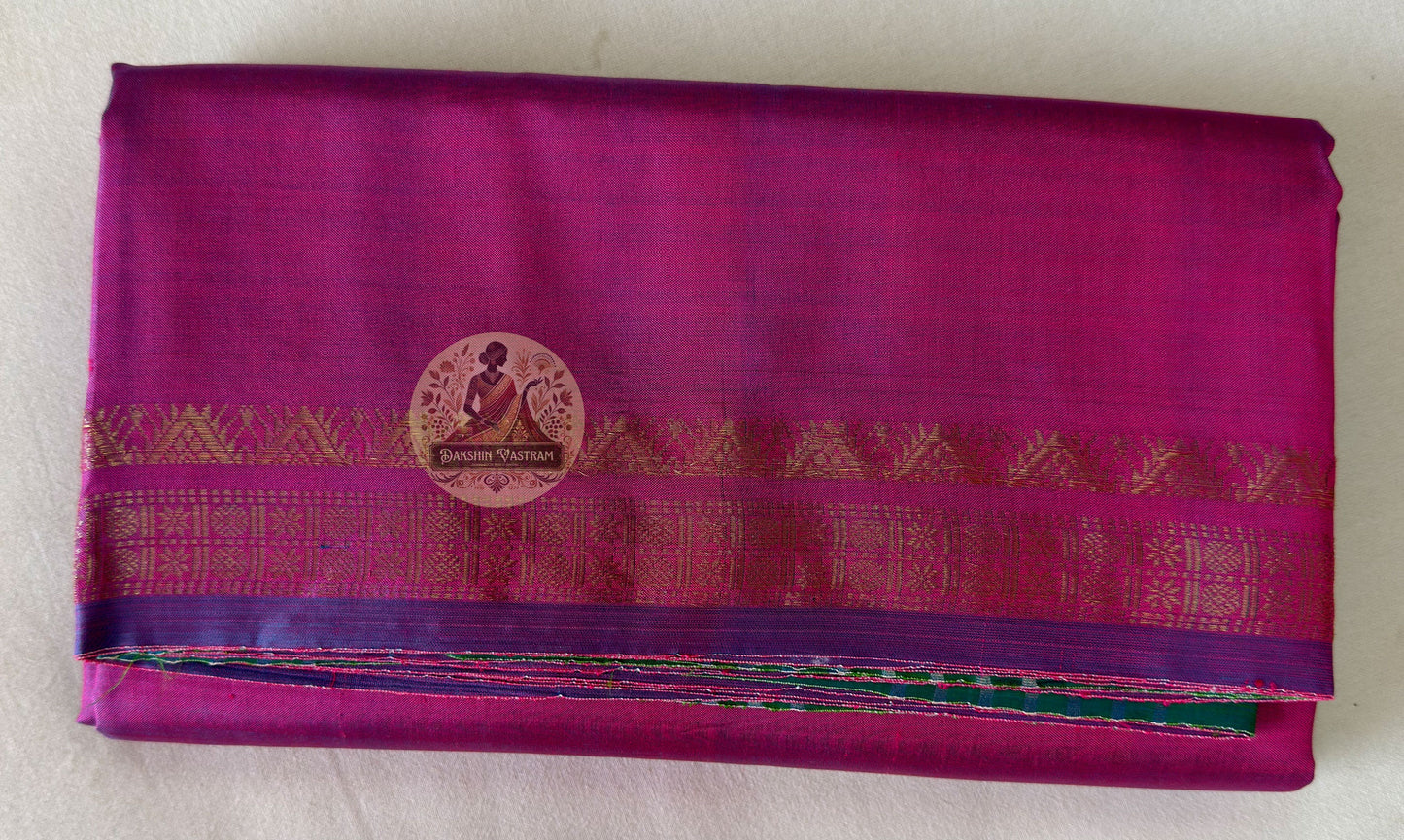 Macro close-up of individual hand-woven heritage motif on Bishnupur Katan Silk Saree by Dakshin Vastram, each pattern woven with the understanding that what is made carefully will be worn at moments worth remembering