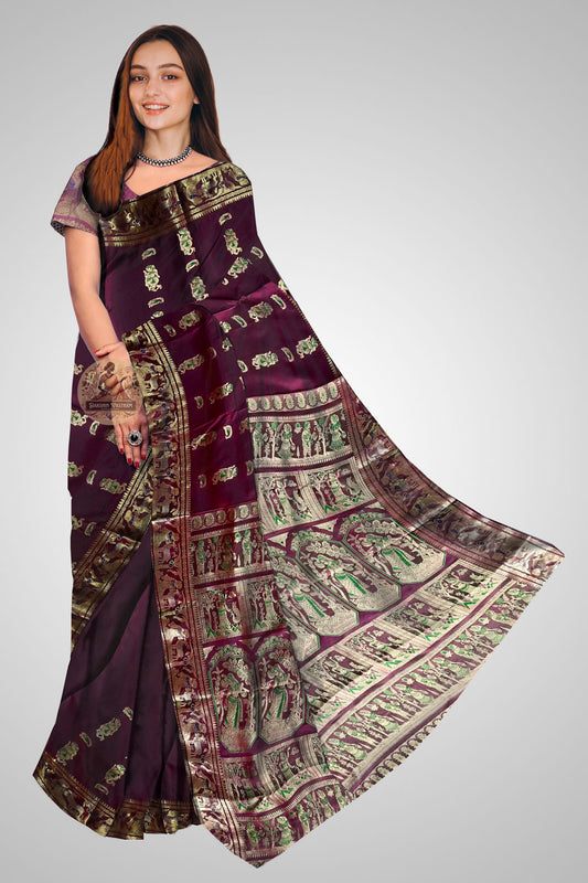 Buy Swarnachari Pure Silk Saree online – Front view with traditional design