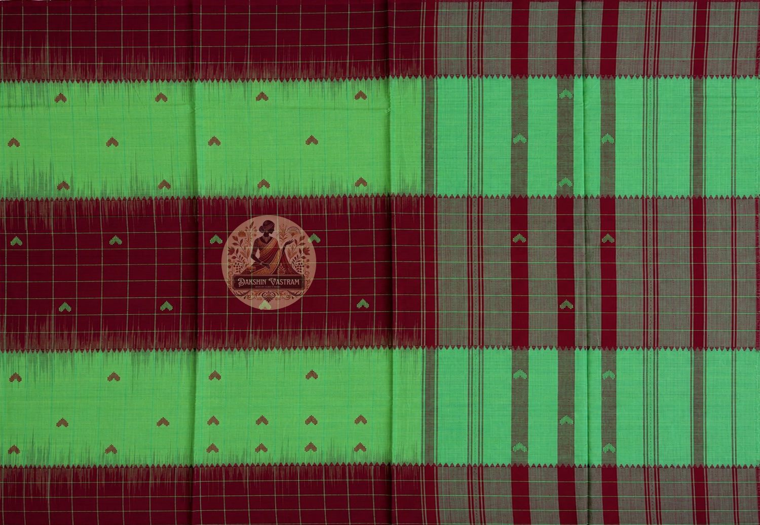 Close-up of pure cotton handloom heritage weave showing fine natural texture, traditional thread work, and the craft of Indian handloom tradition