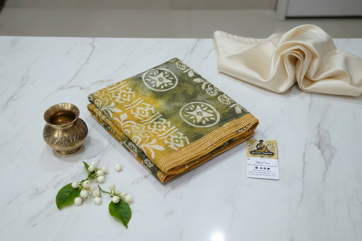Dola Cotton Saree | This Dola Cotton Saree is crafted from premium organic cotton using traditional handloom techniques