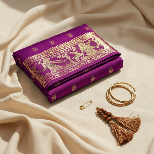 Shop Swarnachari Saree Online – Full length view on model