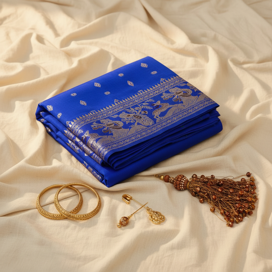 Buy Swarnachari Saree online – Displayed on mannequin in natural light