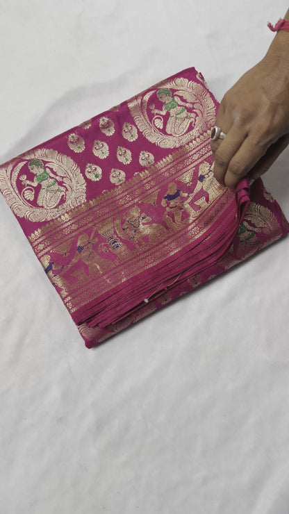 Swarnachari Silk Saree | Golden Zari Anniversary Gift Bengal