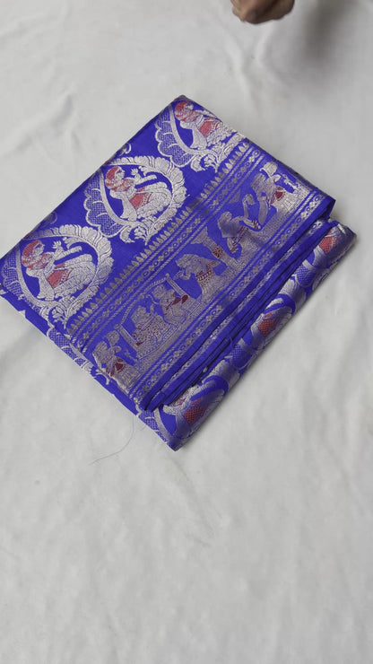 Swarnachari Silk Saree | Golden Zari Mahalaya Dawn Bengal