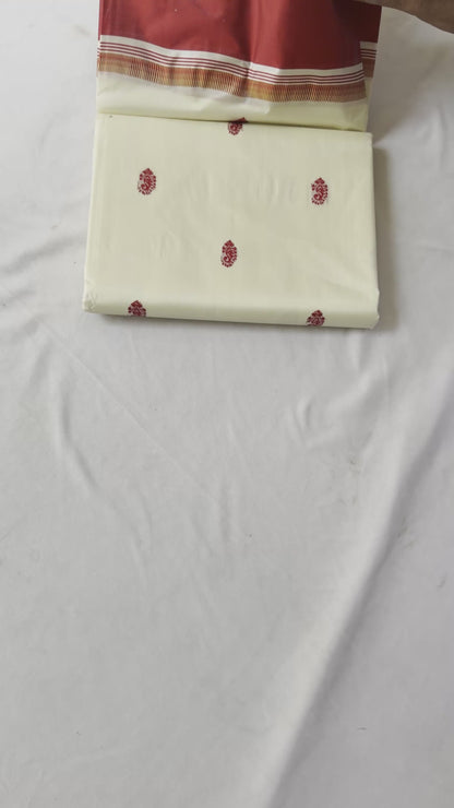 Bishnupur Garad Silk Saree | Pure Ivory Handloom Bengal